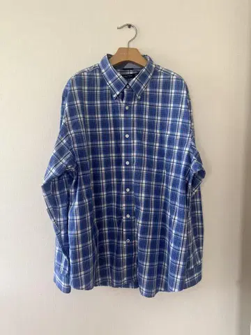Nautica 긴팔 셔츠 체크 버튼다운 파랑