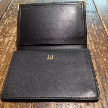 dunhill 블랙 가죽 명함 지갑 골드 트림