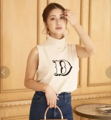 Darich 로고 터틀 니트 탑 아이보리