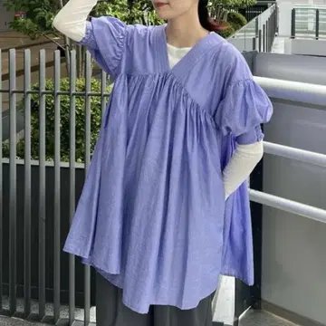 컨디션 최상 KBF 볼륨 개더 미니 원피스 튜닉 블라우스 린넨 혼방