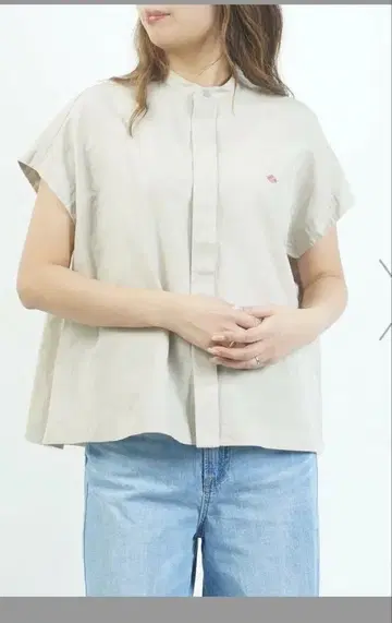 단톤 밴드 카라 셔츠 코튼 린넨 M-L 사이즈 미사용품 스트라이프