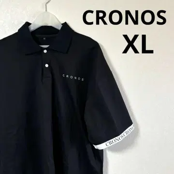 CRONOS 크로노스 피케 셔츠 블랙 로고 프린트 XL