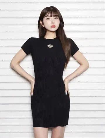 Darich 엠블럼 리브 니트 미니 원피스