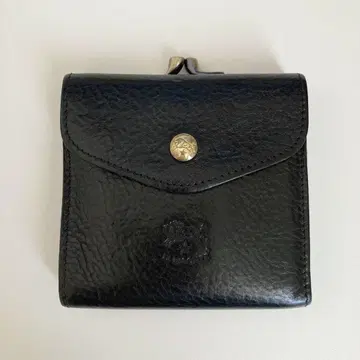 IL BISONTE 일비종떼 가마구치 반지갑 검정 블랙 골드 버튼