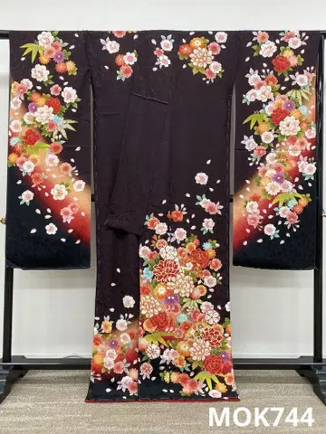 후리소데 가봉 무대 의상 금사 문양 순견 미완성품 안감 포함