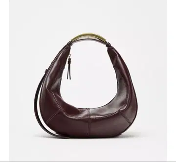 택 달린 새 상품 ZARA 메탈 핸들 오벌 백 브라운 색상