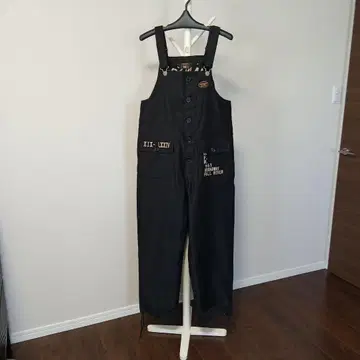 VANSON 블랙 오버롤 점프수트 멜빵바지 Men's