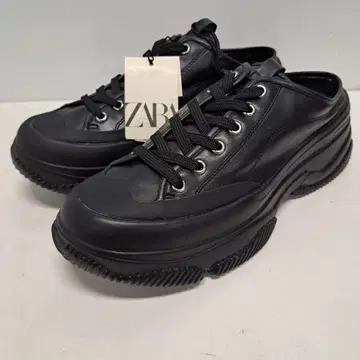 미사용 ZARA 자라 플랫 슬링백 슈즈 39 25.5cm 블랙