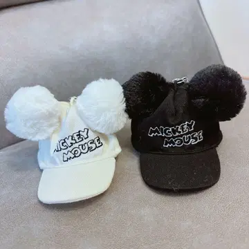 미키 폼폼캡 디즈니 팬캡 키체인 2개 세트
