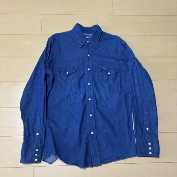 다크 네이비 80s-90s 랭글러 70127MW 데님 셔츠 16-34