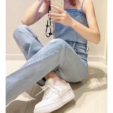 GYDA TINY 저신장 여성을 위한 BACK ZIP 베어 데님 롬퍼스