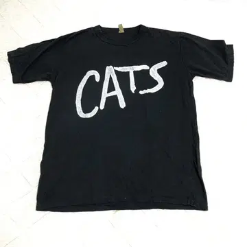 [인기] CATS 블랙 티셔츠 싱글 스티치 양면 프린트 90s