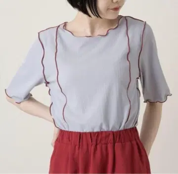 카스타네 시어 리브 배색 메로우 Tee