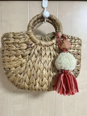 참 포함 라탄 뜨개질 바스켓백