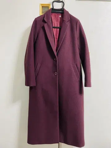 버건디 롱 코트 여성용