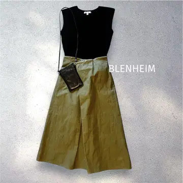 BLENHEIM 허리 턱 롱 플레어 코튼 M
