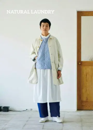 [ 새상품급 ] 내추럴 런드리 퀼트 파이핑 베스트 스트라이프 블루