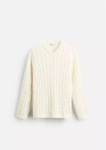 ZARA 케이블 니트 V넥 스웨터