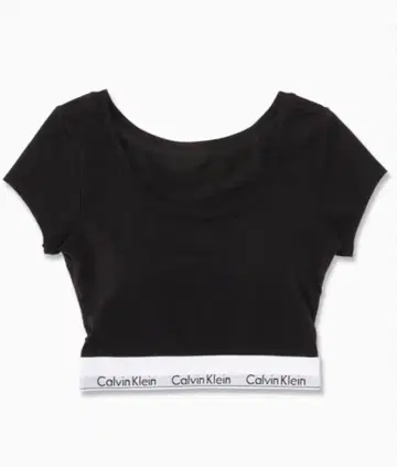 Calvin Klein 블랙 크롭 티셔츠