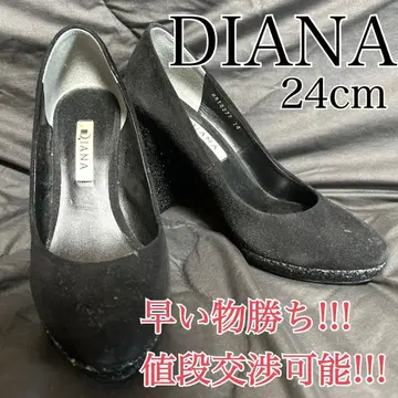 [가격 인하 협상 가능] 다이애나 글리터 스웨이드 펌프스 블랙 24cm
