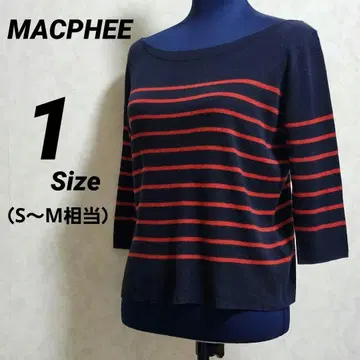MACPHEE 코튼 캐시미어 7부 소매 보더 니트