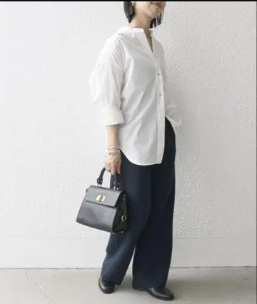 SHIPS any: <세탁기 가능> REPREVE 밴드 칼라 셔츠