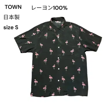 TOWN 플라밍고 일본제 레이온 남성용 셔츠 알로하