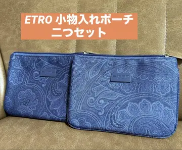 ETRO 에트로 파우치 겸 멀티 케이스 지갑 페이즐리 무늬 블루
