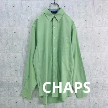 t0070 CHAPS 챕스 긴팔 셔츠 무지 그린 M 상당 Y2K