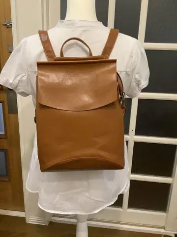브라운 합성 피혁 럭색 백팩