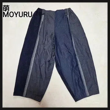 -MOYURU- 와이드 팬츠 패치워크 데님 M~L 센소유니코