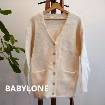 미착용 [ BABYLONE ] 알파카 샤기 니트 가디건 아이보리