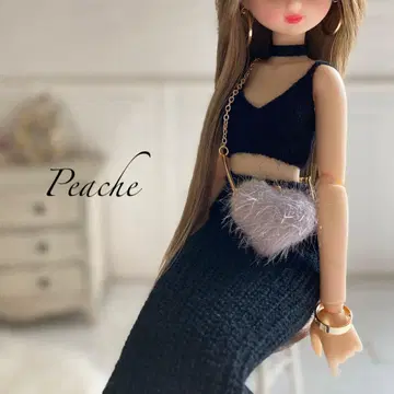 그레이 하트 미니백 미니어처 가방 22cm 인형