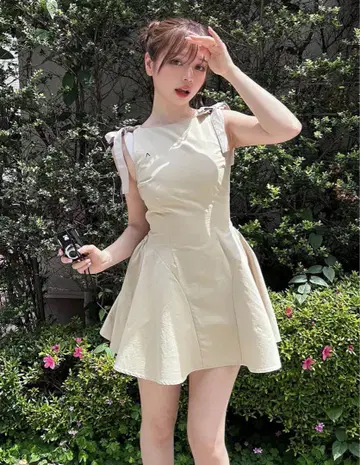 andmary Jozy ribbon flare mini dress