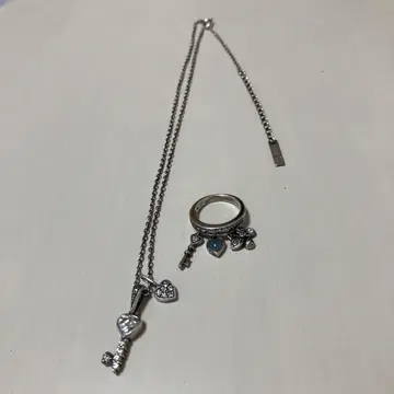 ANNA SUI 하트와 열쇠 목걸이, 반지 세트