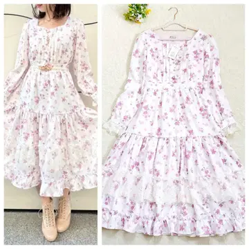 [새 상품] axes femme SAKURA 티어드 원피스 롱 핑크