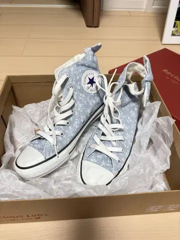 Converse 꽃무늬 하이컷 스니커즈 스카이블루