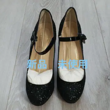 [미사용] KariAng 펌프스 블랙 23.5cm 글리터 스트랩 결혼식