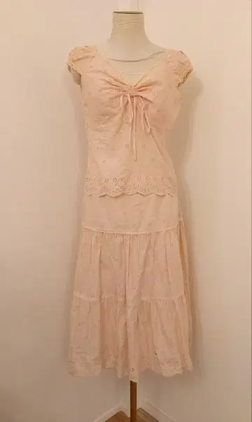 ANNA LUNA 상하의 세트 블라우스 & 스커트 핑크 레이스 리본