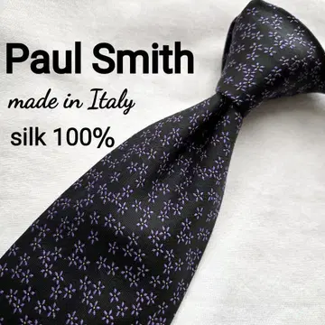 새상품급 Paul Smith 폴 스미스 블랙 퍼플 꽃무늬 넥타이