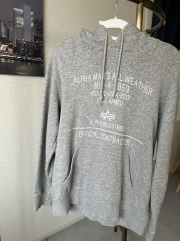 ALPHA INDUSTRIES 그레이 후드티 M 사이즈