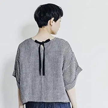 포그린넨워크 백리본 린넨 블라우스