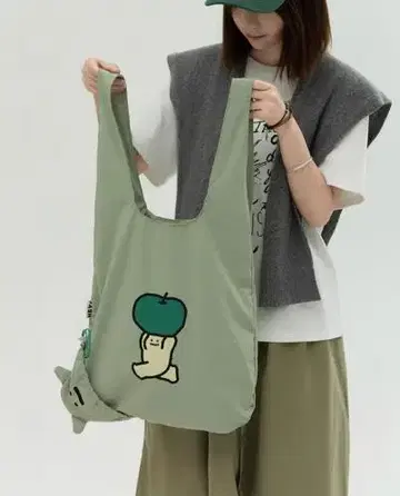 귀여운 그린 토트백 접이식 경량 대용량