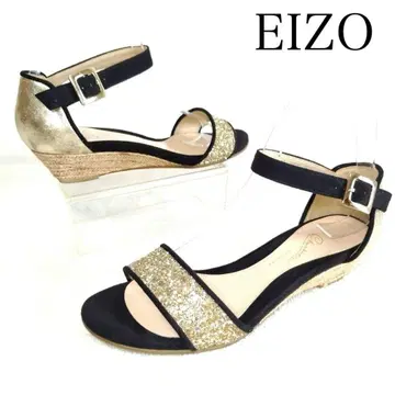 새상품급! EIZO 골드 글리터 스트랩 에스파드리유 샌들