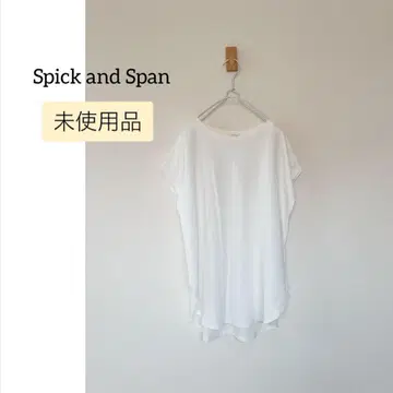 미사용 Spick and Span 화이트 티셔츠 튜닉 프렌치 슬리브
