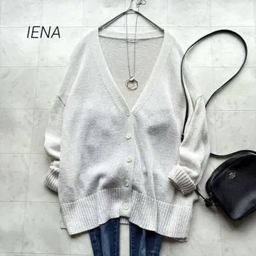 이에나 IENA 테이프 얀 V넥 가디건 겉옷 화이트 화이트