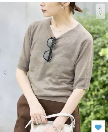 이에나 프렌치 린넨 하프 슬리브 풀오버 택 포함 미사용 새상품