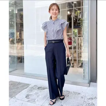 [거의 미사용] 노리즈 프렌치 프릴 메탈 버튼 블라우스 깅엄 체크