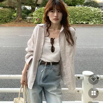 nugu daisy 오버핏 체크 셔츠