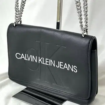 Calvin Klein Jeans/ 로고 체인 숄더백 블랙 인조 가죽